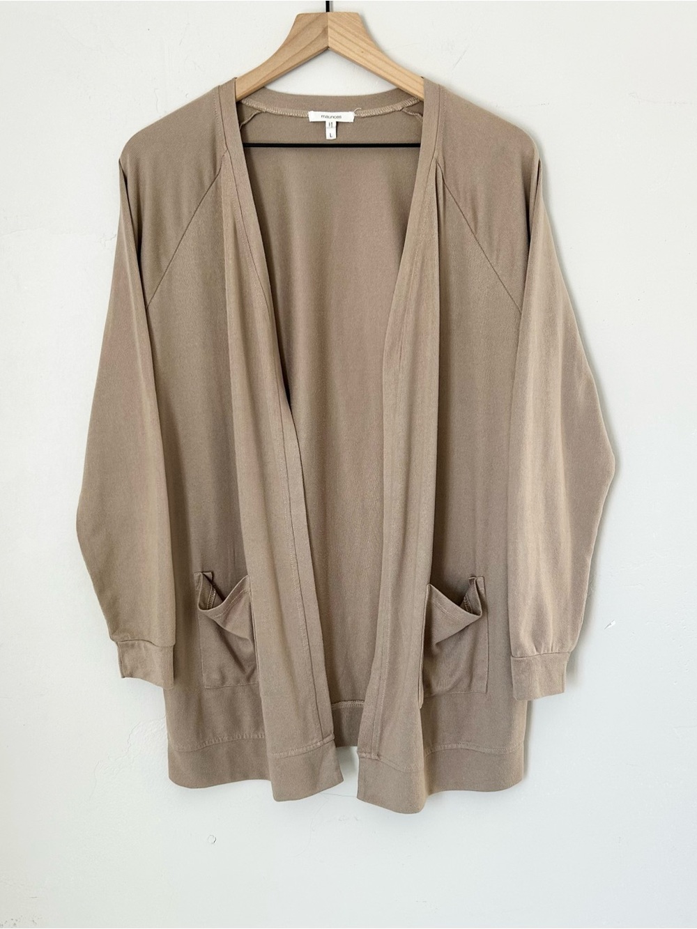 Maurices Tan Knit Pocket Open-Front Cardigan